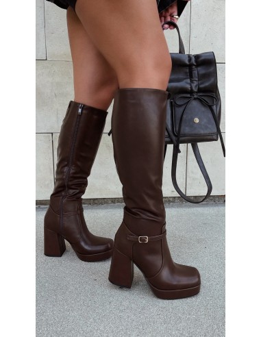 Hazelle Platform Block Heel Boots - Brown suggérées chez