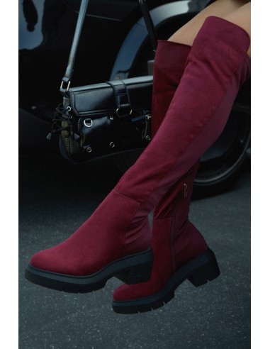 Zerah Over The Knee Boots - Burgundy rembourrage situé sous