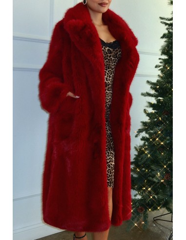 London Faux Fur Coat - Burgundy l'évolution des habitudes 