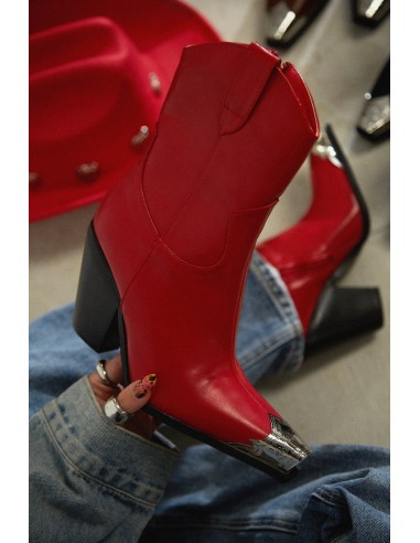 Reba Western Cowgirl Ankle Boots - Red commande en ligne