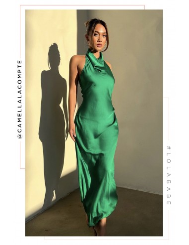 Night Gala Halter Neck Satin Dress - Green Véritable concentré