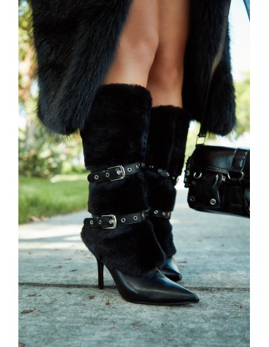 Kyla Faux Fur Heel Boots - Black sélection de produits