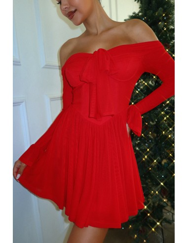 Labella Off The Shoulder Mini Dress - Red les ligaments