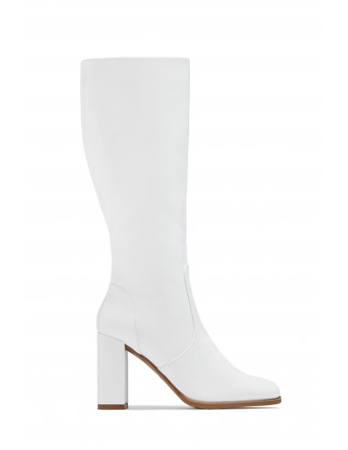 Paula Block Heel Boots - White les ctes