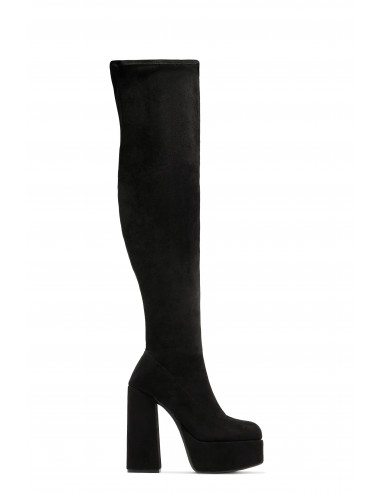 Lachelle Block Heel Platform Over The Knee Boots - Black Véritable concentré