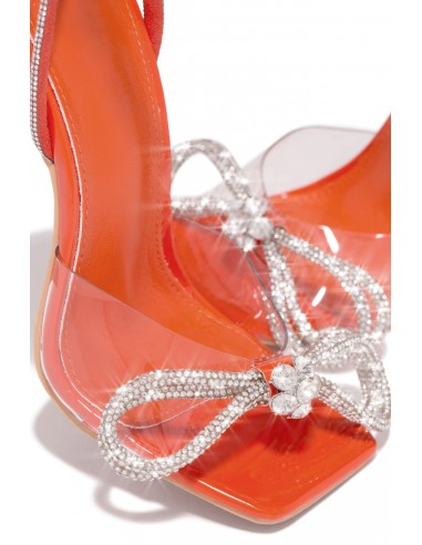 Amaria Embellished Bow Strap High Heels - Orange ouvre sa boutique